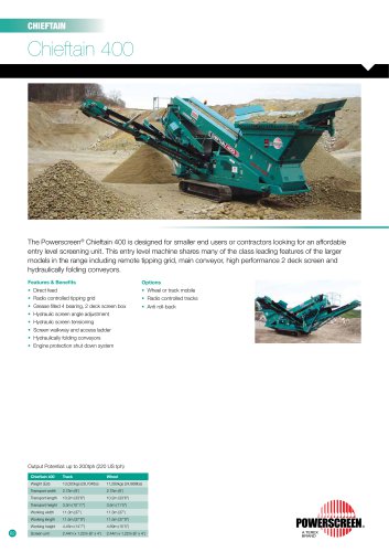 Powerscreen Chieftain 400 Mobile screen