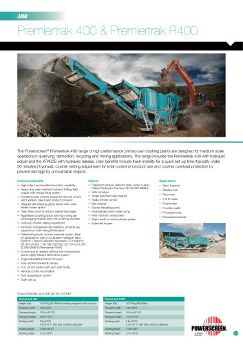 Powerscreen Premiertrak 400 & R400 Crusher Brochure