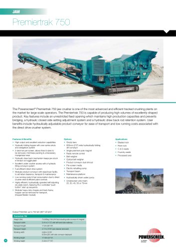 Powerscreen Premiertrak 750 Jaw Crusher