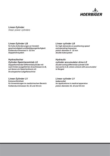 Micro hydraulic components - Linear Cylinders