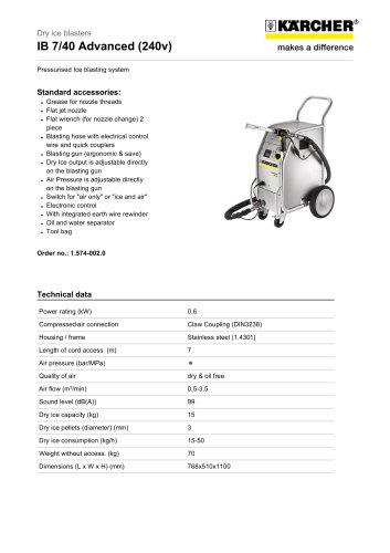 IB 7/40 Advanced (240V) Dry ice blaster