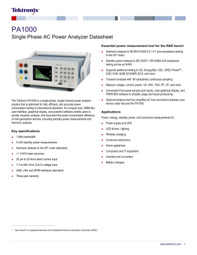 PA1000 Single Phase AC Power Analyzer