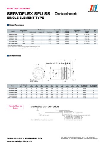 Servoflex SFU series datasheets