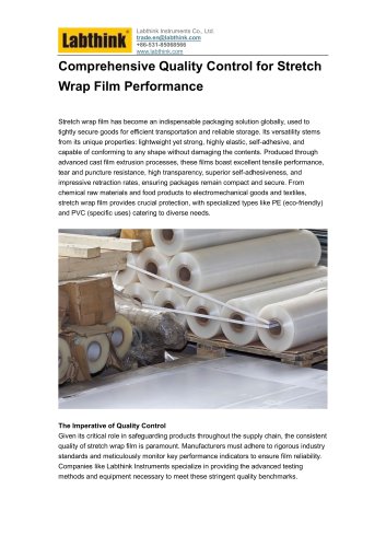 Labthink Unique Packaging Solution - Comprehensive Quality Control for Stretch Wrap Film Performance