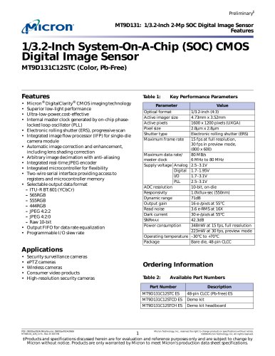 2-Inch System-On-A-Chip (SOC) CMOS Digital Image Sensor