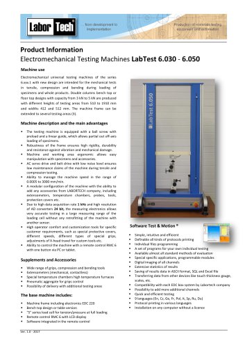 Electromechanical Testing Machines LabTest 6.030 - 6.050