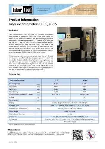 Laser Extensometers LE-05, LE-15