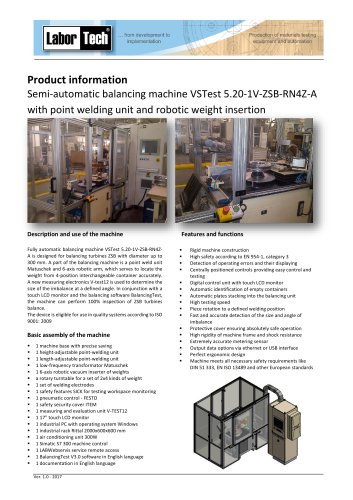 Semi-automatic balancing machine VSTest 5.20-1V-ZSB-RN4Z-A