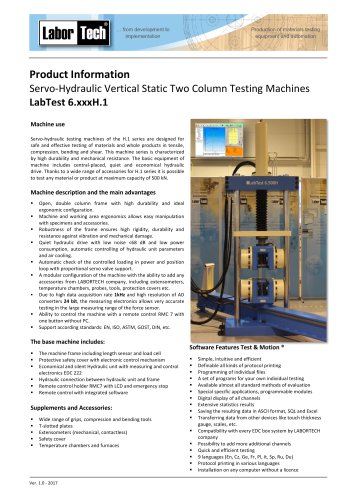 Servo-Hydraulic Vertical Static Two Column Testing Machines LabTest 6.xxxH.1