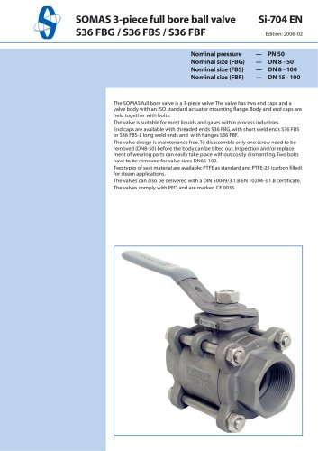 SOMAS 3-piece full bore ball valve