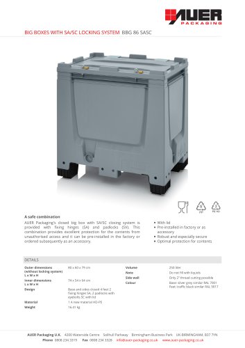 BIG BOXES WITH SA/SC LOCKING SYSTEM BBG 86 SASC