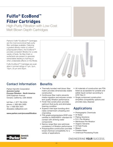 Fulfl o® EcoBond? Filter Cartridges