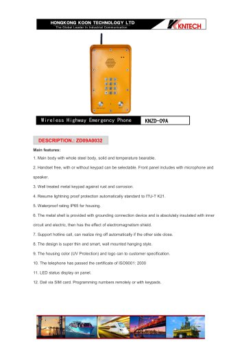 Emergency call box KNZD-09A GSM with keypad