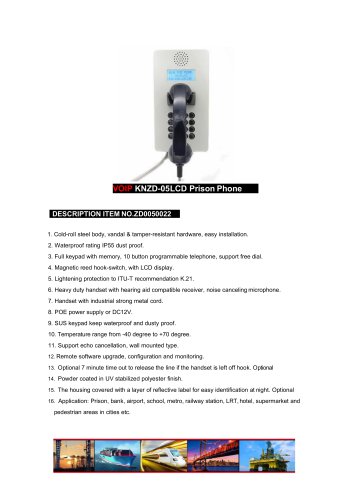 Inmate telephone KNZD-05LCD VoIP