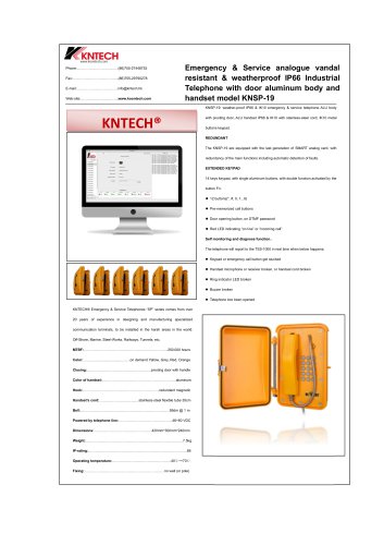 KNRF19 Self Monitoring and diagnose Weather resistant Telephone