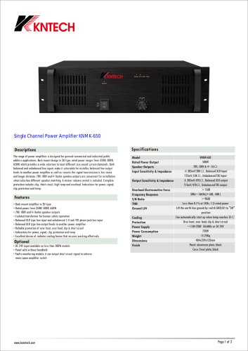 Single Channel Power Amplifier