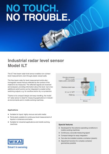 Industrial radar level sensor Model ILT