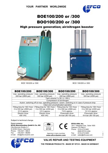 High pressure generation; air/nitrogen booster