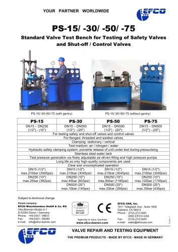 Standard Valve Test Bench for Testing of Safety Valves and Shut-off / Control Valves