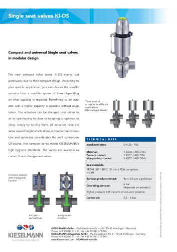 Single seat valves