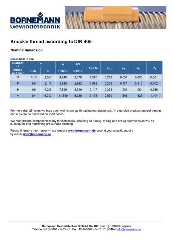 Knuckle thread according to DIN 405