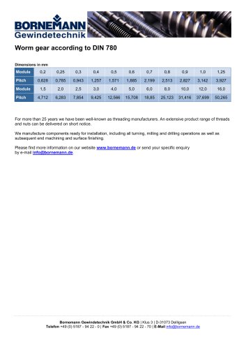 Worm gear according to DIN 780