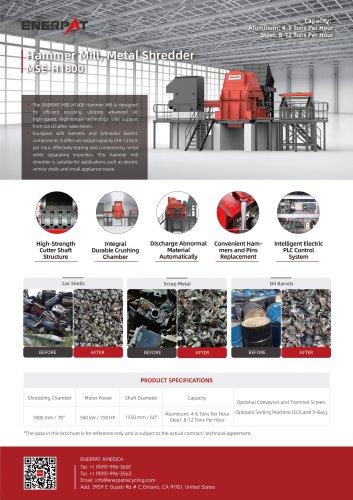 Hammer Mill Metal Shredder MSE-HI800