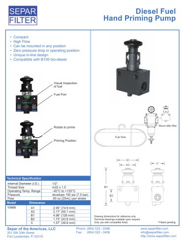 Diesel Fuel Hand Priming Pump