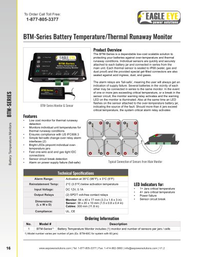 BTM-Series Battery Temperature/ Thermal Runaway Monitor