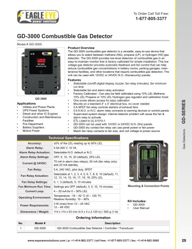 GD-3000 Combustible Gas Detector 2013 Catalog page