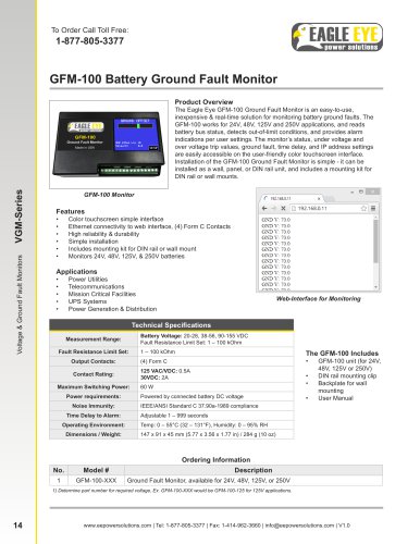 GFM-100 Battery Ground Fault Monitor