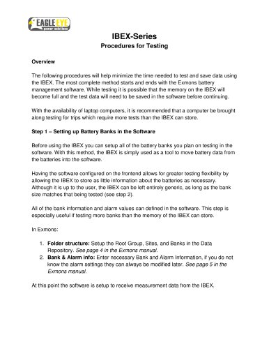 IBEX-Procedures for Testing