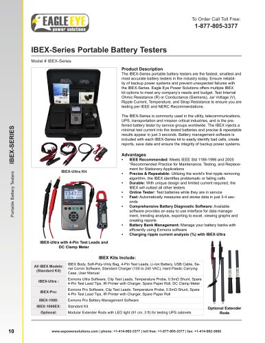 IBEX-Series Internal Resistance Battery Testers 2013 Catalog Page