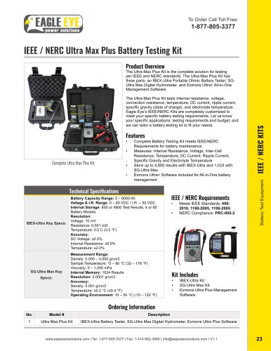 IEEE/NERC Ultra Max Plus Battery Testing Kit