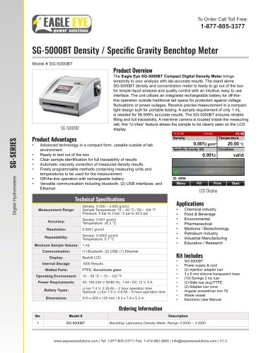 SG-5000BT Density/Specific Gravity Benchtop Meter