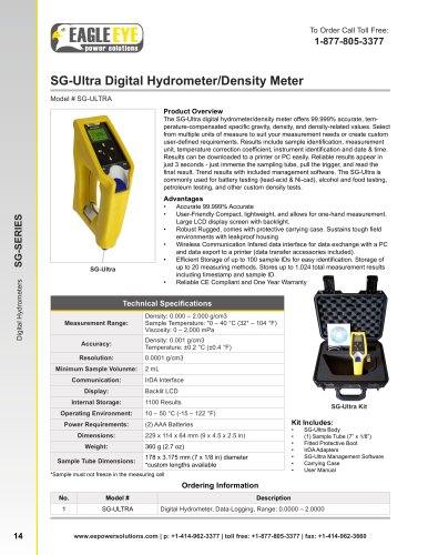SG-Ultra Digital Hydrometer/Density Meter 2013 Catalog Page
