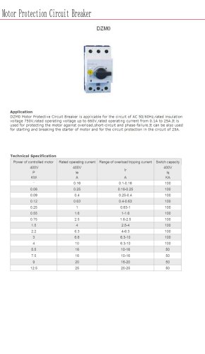 Motor protection circuit breaker | Bolevo DZM0 series