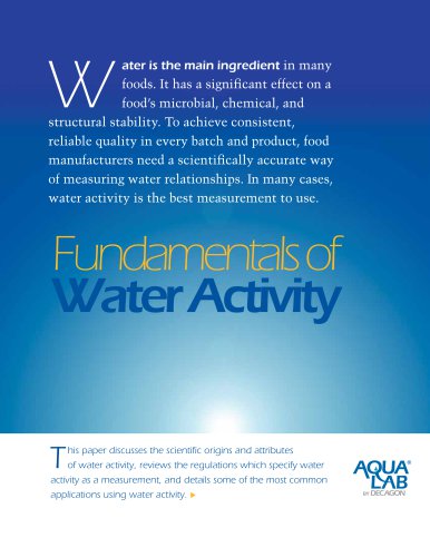 Fundamentals of Water Activity