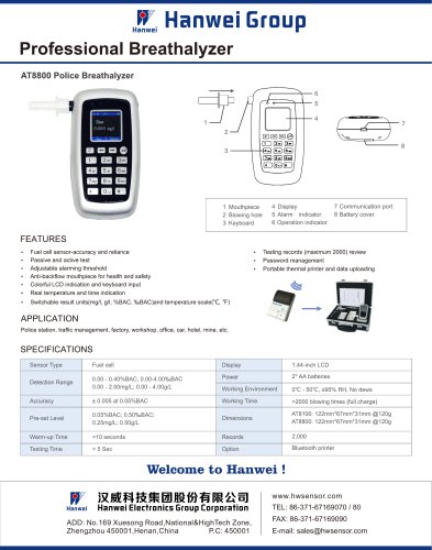 AT8800 Professional Fuel Cell Alcohol Tester