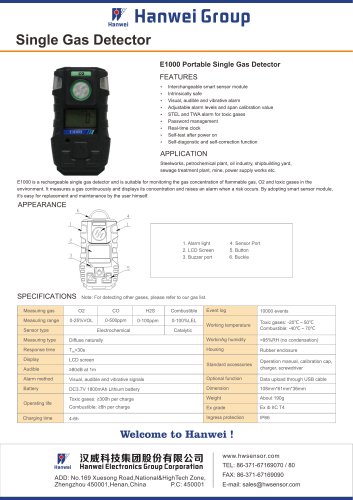 E1000 Portable Single Gas Detector