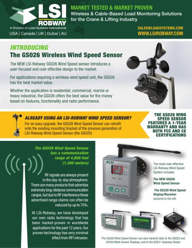 THE GS026 wireless wind speed sensor