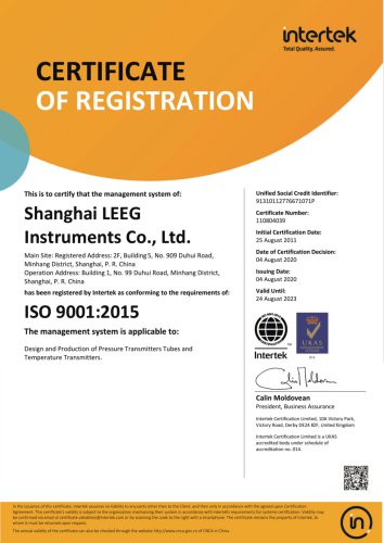 ISO Certificate -LEEG Instruments