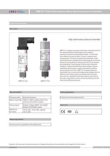 SMP131-TLD(H) Compact absolute pressure sensor