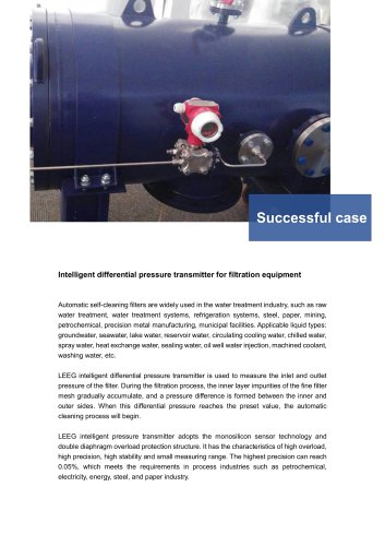 Successful case: LEEG pressure transmitter for filtration equipments