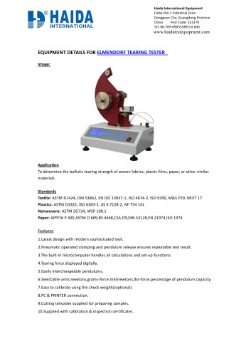 ELMENDORF TEARING TESTER