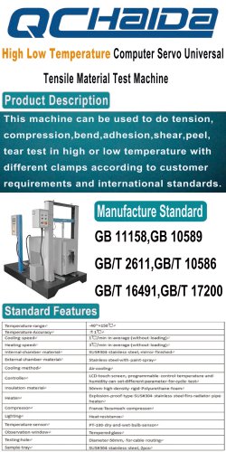 High Low Temperature Tensile Material Test Machine