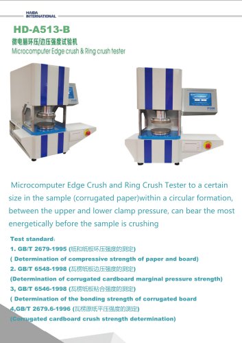 Microcomputer Edge Crush and Ring Crush Tester