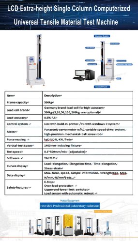 Single Column Computerized Tensile Material Tester