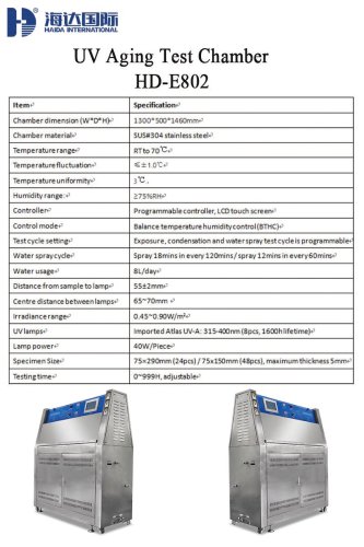 UV Aging Test Chamber