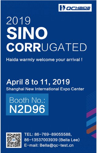 Warmly welcome to our 2019 Sino Corrugated Exhibition in Shanghai